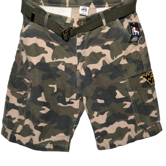 WVU Mountaineers Camo Cargo Shorts J America L Woodland Camouflage West Virginia - Picture 3 of 13